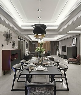 新中式轻奢风格餐厅装修效果图