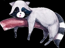 灰色熊貓卡通水彩精美透明素材