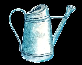 藍(lán)色手繪水壺卡通透明水彩素材