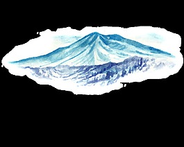 藍(lán)色手繪卡通透明水彩素材