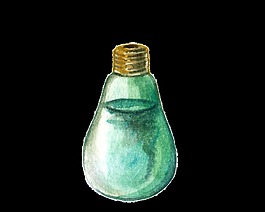 手繪燈泡卡通透明水彩素材