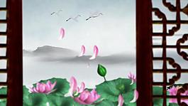 中国风淡雅荷花雕花窗户视频素材