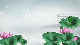 唯美古典水墨荷花池塘素材