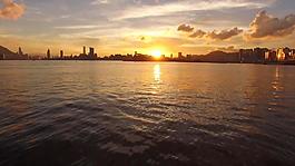 實(shí)拍大氣夕陽(yáng)下的海灣視頻素材