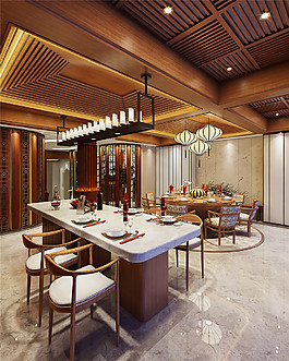 中式室內(nèi)餐廳裝修效果圖