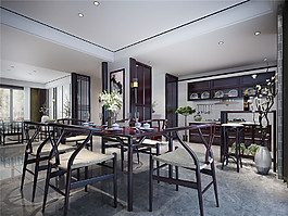 中式室內(nèi)餐廳裝修設(shè)計(jì)圖