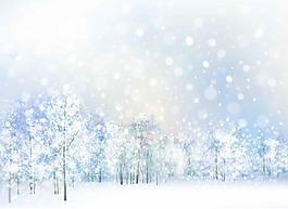 冬天唯美雪景插畫