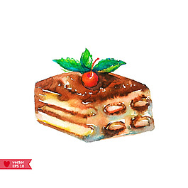 手繪美味的蛋糕插畫