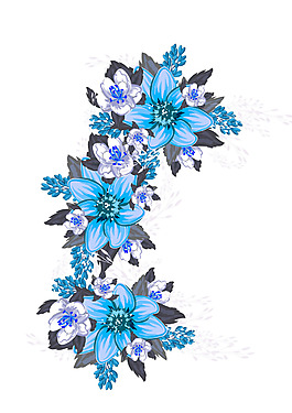 藍色花朵png元素素材