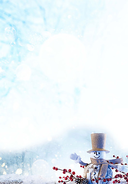 浪漫冬季雪人背景