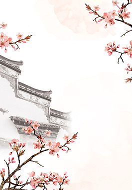 中國(guó)風(fēng)建筑花朵背景