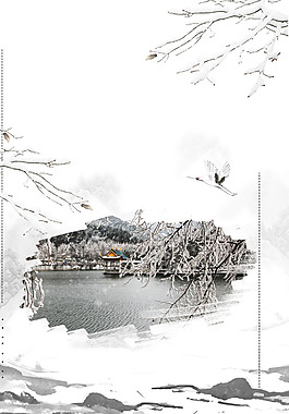 中國風水墨風景畫背景