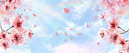 清新粉色花朵banner背景素材