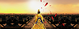唯美紅色花瓣banner背景素材