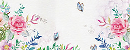 花鳥工筆畫banner背景素材