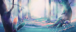彩色大樹(shù)banner背景素材
