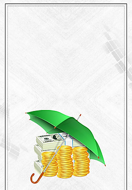 小清新金幣雨傘背景