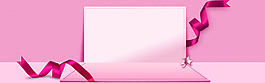 簡約紅色絲帶banner背景素材