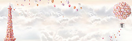 彩色氣球鐵塔banner背景素材