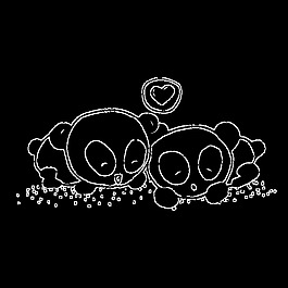 黑白手繪動(dòng)物愛情矢量素材