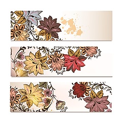 水彩復(fù)古花朵banner背景素材