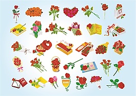 精致紅色碎花元素