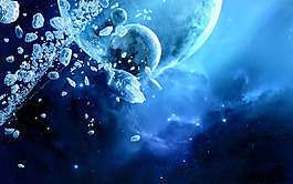 大氣藍色宇宙行星唯美星空背景