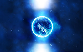 藍(lán)色夢幻行星唯美星空背景