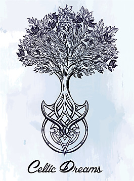 黑白时尚艺术大树插画