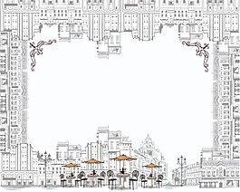 手绘创意建筑背景