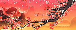 喜慶中國紅梅花大氣背視頻素材