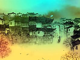 中國風(fēng)彩色建筑大屏視頻素材