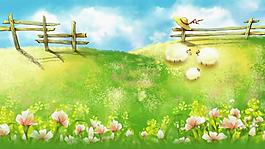 夢(mèng)幻卡通藍(lán)天白云背景視頻素材