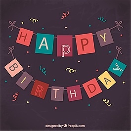彩色英文生日快樂矢量素材