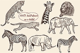 黑白簡(jiǎn)筆動(dòng)物卡通動(dòng)物矢量素材