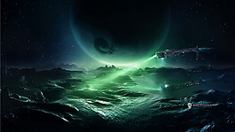 藍色漸變宇宙背景