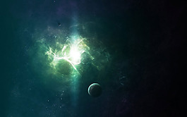 蓝色银河系唯美星空背景