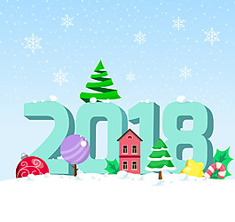 新年雪背景與圣誕節(jié)元素