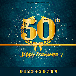 金色50周年紀念卡矢量素材