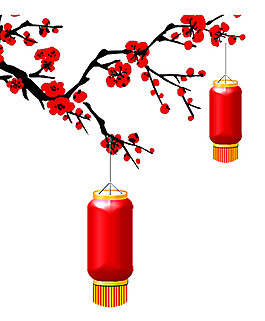 2018狗年燈籠花枝圖案