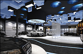 現(xiàn)代簡約風(fēng)汽車展廳效果圖