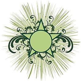 綠色五角星圓形矢量素材