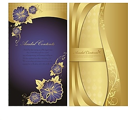 黃藍(lán)色印花花朵矢量素材