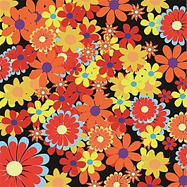 紅黃色花朵矢量素材