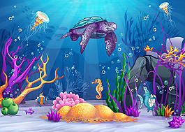 美麗的海底世界插畫