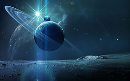 藍色漸變星球背景
