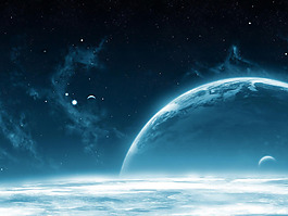 藍(lán)色浩瀚星空云朵背景