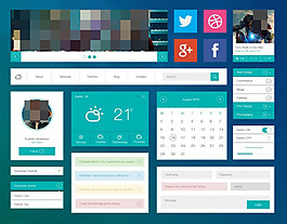 藍色扁平化UI主題包