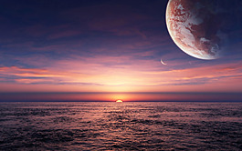 大氣夕陽(yáng)行星背景