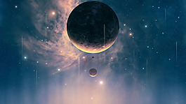 创意梦幻星球唯美星空背景